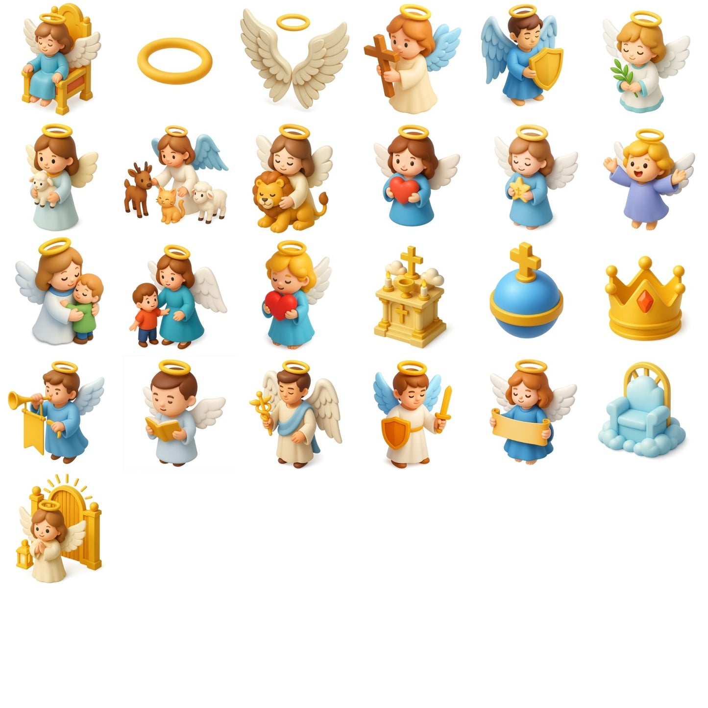 3D Angel Clipart Bundle, Christian PNG Graphics, Heavenly Angels Wings Clouds Harps, Religious Digital Download (61 PNG)