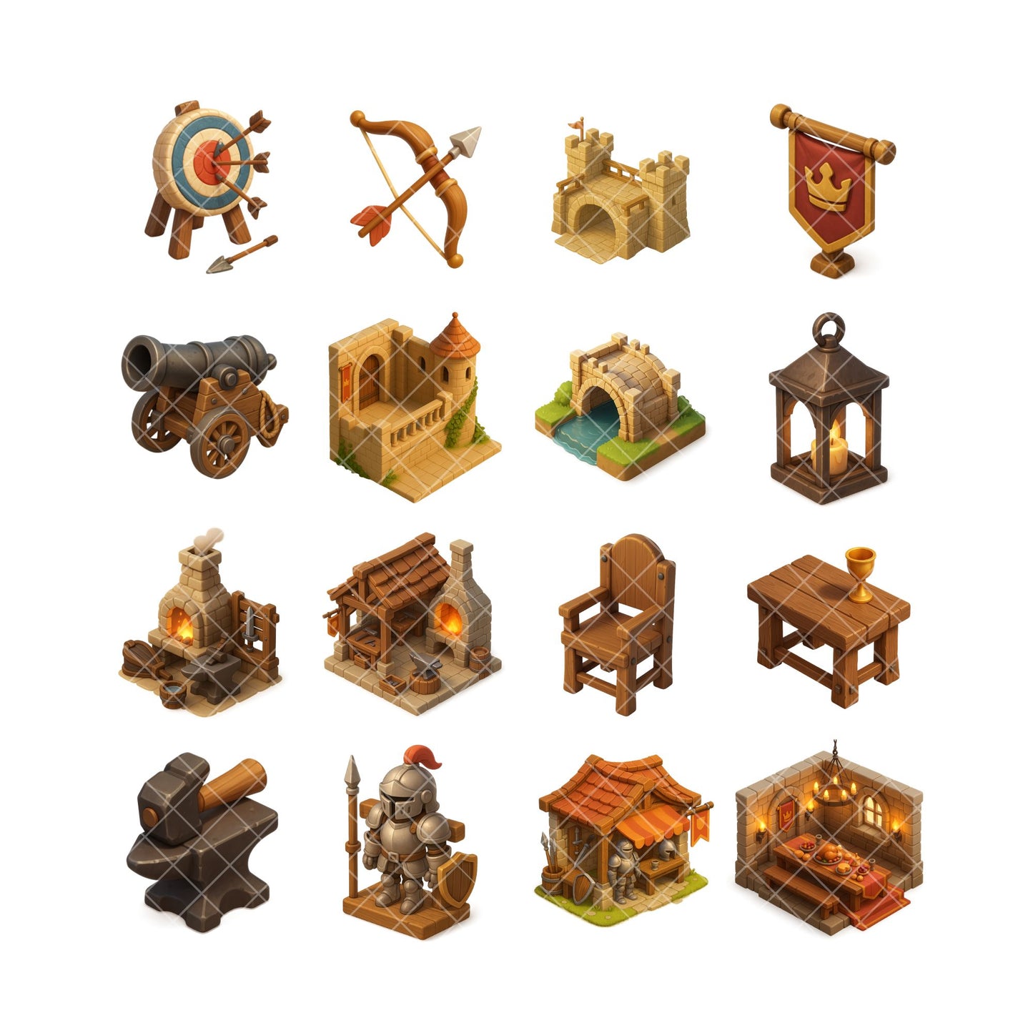 Medieval Clipart PNG – Castle, Knights & Fantasy Kingdom | Royal Medieval 3D Art Set (60 Files)
