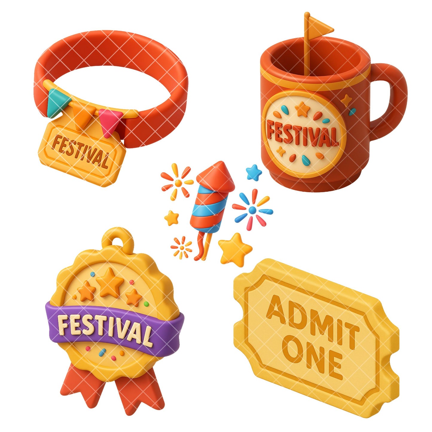 Carnival Clipart Set – 3D Circus & Fairground PNGs | Festival Fun Clipart, Kids Party Graphics, Digital Download (53 Files)