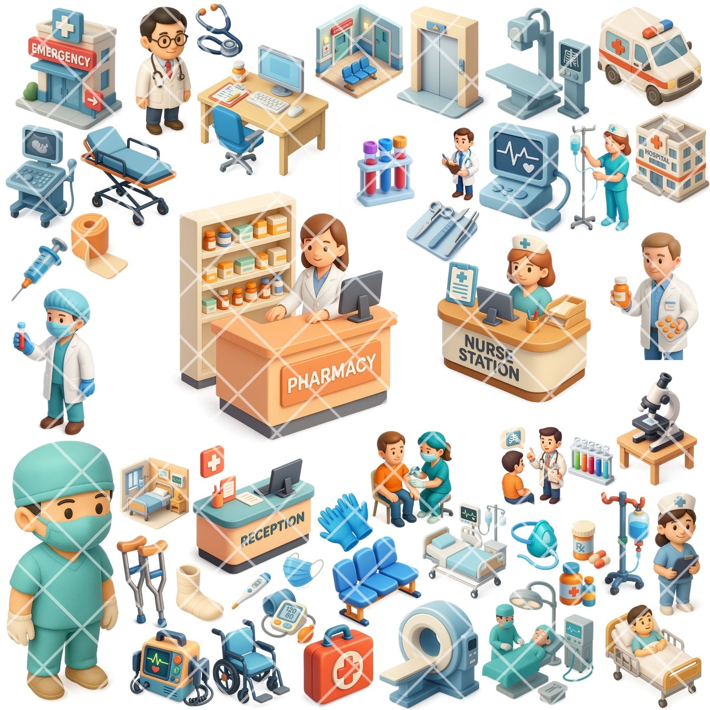 Medical 3D Clipart PNG | Doctor Nurse Hospital Icons | Healthcare Illustrations | Medical Center Graphics | Commercial Use