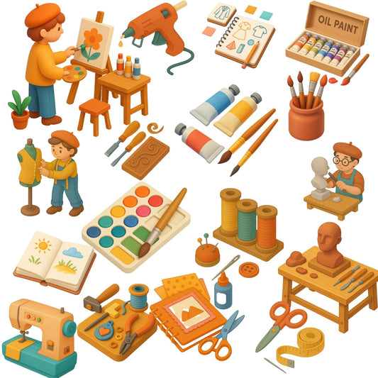 Art Studio Clipart 3D – Artist Tools & Sewing PNG Set, Creative Workshop, Craft Room, Art Supplies Illustration (60 PNG)