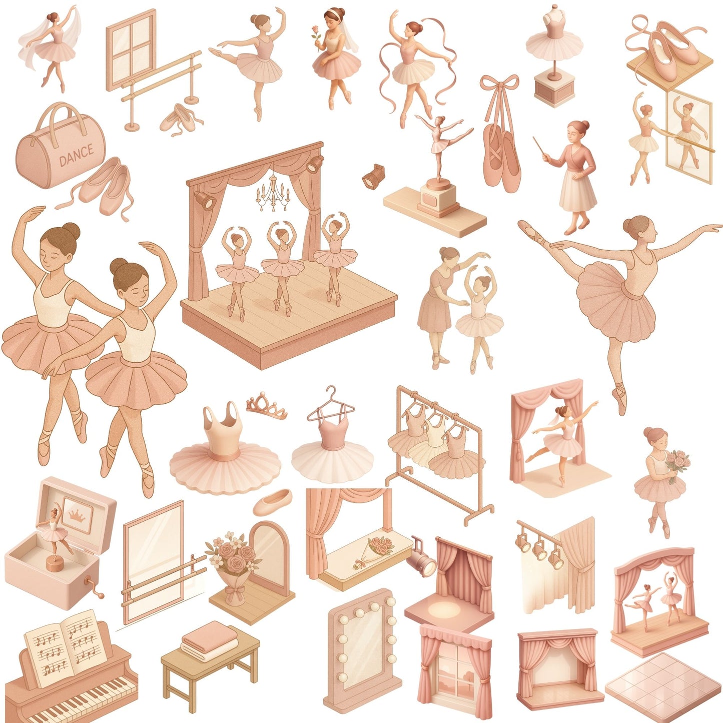 Ballerina 3D Clipart PNG – Ballet Studio, Dance Poses, Tutus & Shoes (50 PNG)
