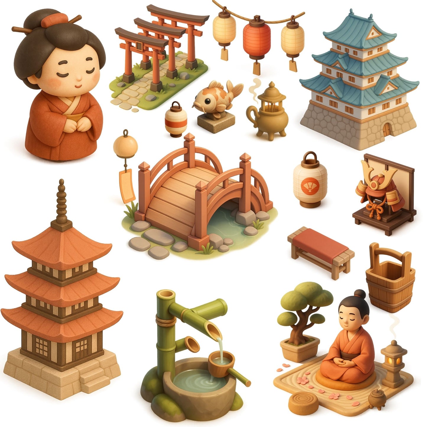 Japanese Zen Garden Clipart PNG – Asian Village, Pagoda & Temple Art | Meditation & Wellness Designs (65 Files)