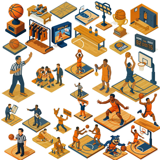 Basketball Court 3D Clipart PNG – Players, Court, Coach, Trophy Sports Set (50 PNG)