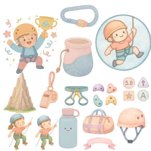Rock Climbing Watercolor Clipart PNG – Outdoor Adventure Kids Art (50 Files)