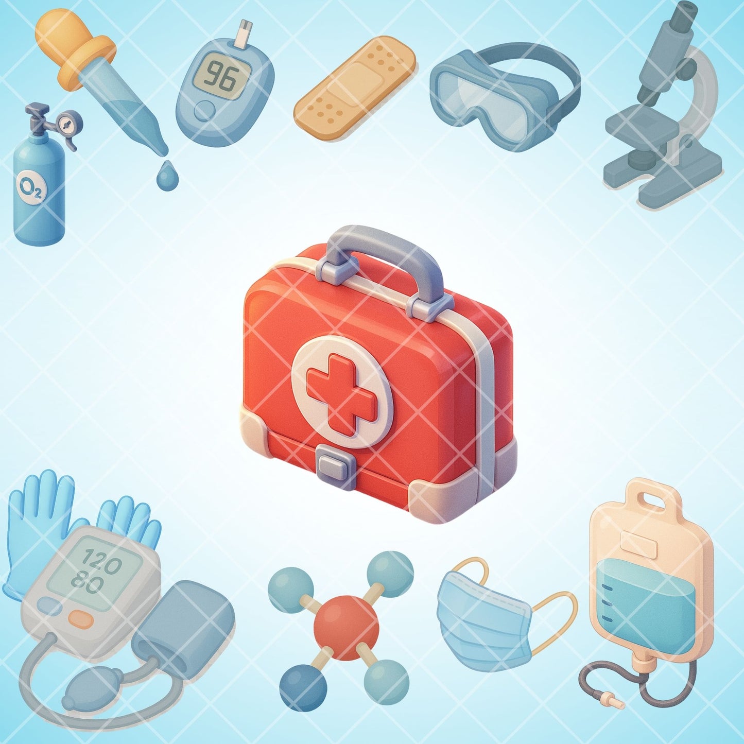 Medical Lab Tools PNG – 3D Hospital Clipart Set, Healthcare & Science Graphics for Doctors & Nurses (58 Files)