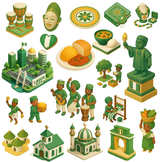 Nigeria 3D Clipart PNG – African Culture & Heritage Illustrations (50 Files)