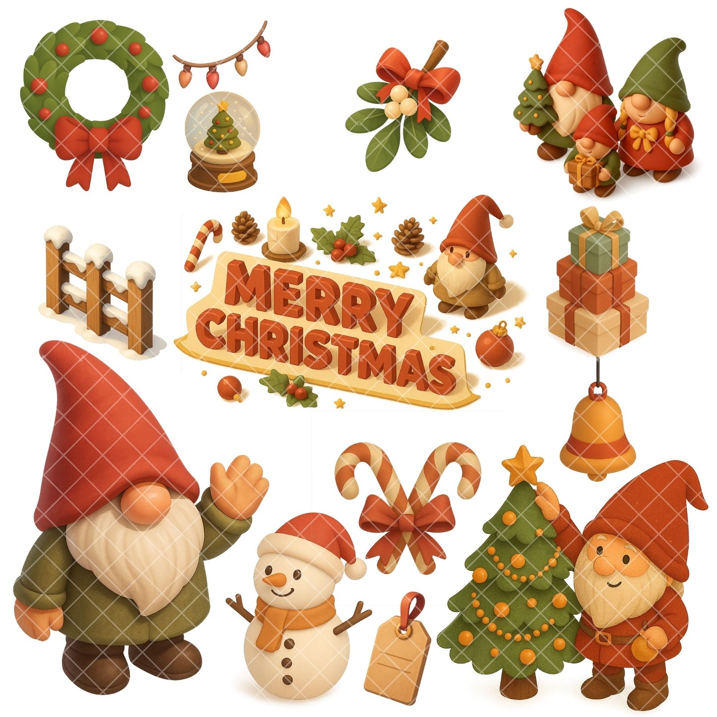 Christmas Gnome 3D Clipart PNG | Holiday Isometric Clipart | Christmas PNG Bundle | Gnome Graphics | Commercial Use
