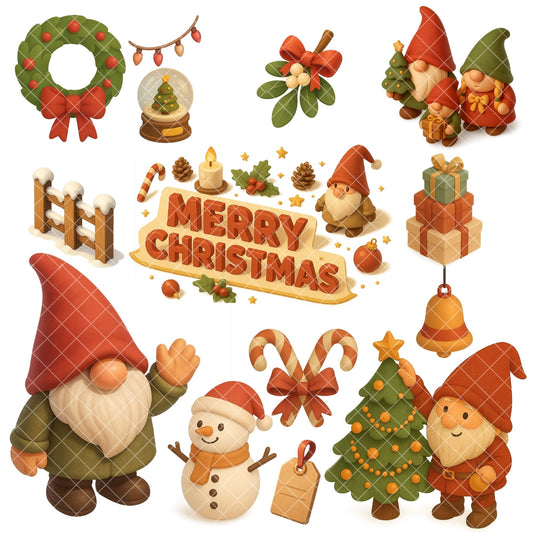 Christmas Gnome 3D Clipart PNG | Holiday Isometric Clipart | Christmas PNG Bundle | Gnome Graphics | Commercial Use