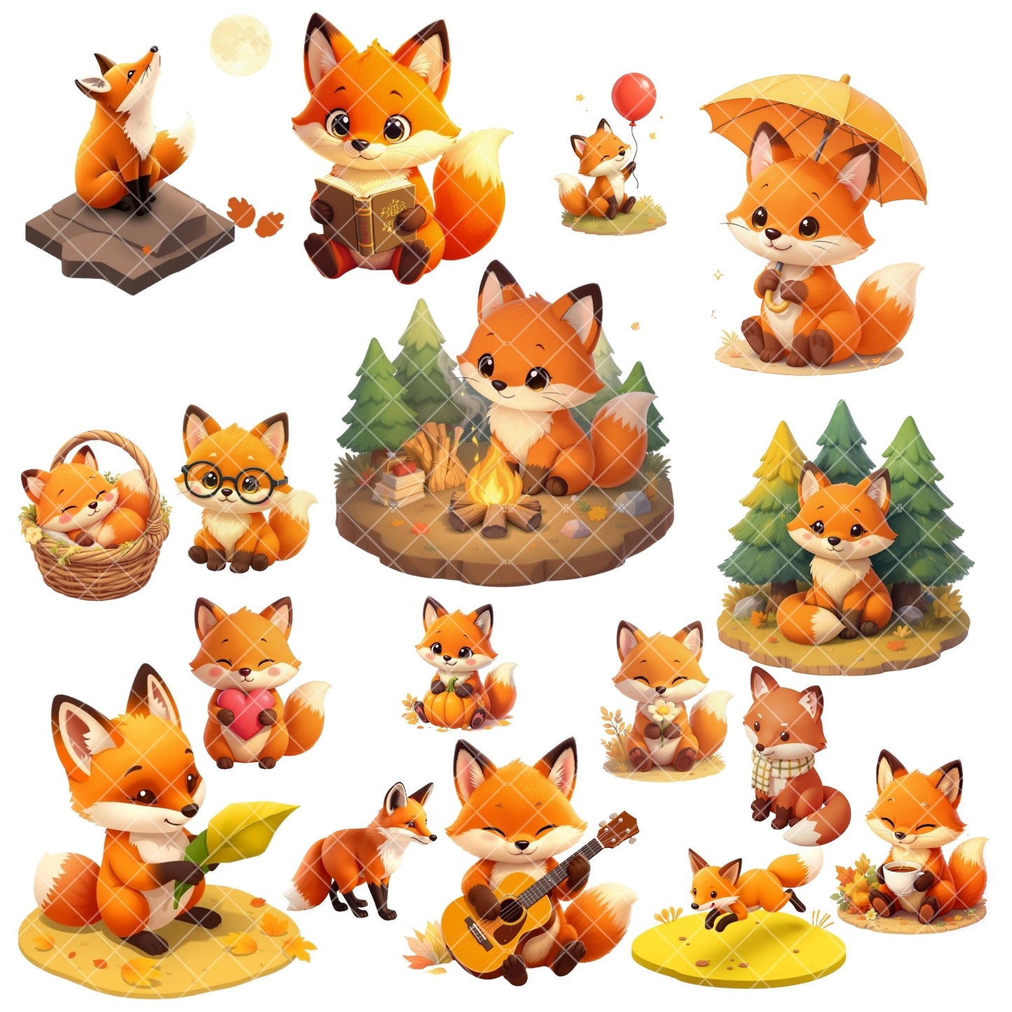 Fox 3D Clipart PNG | Woodland Animal Clipart | Isometric Fox PNG | Cute Fox Illustration | Nursery Decor Graphics