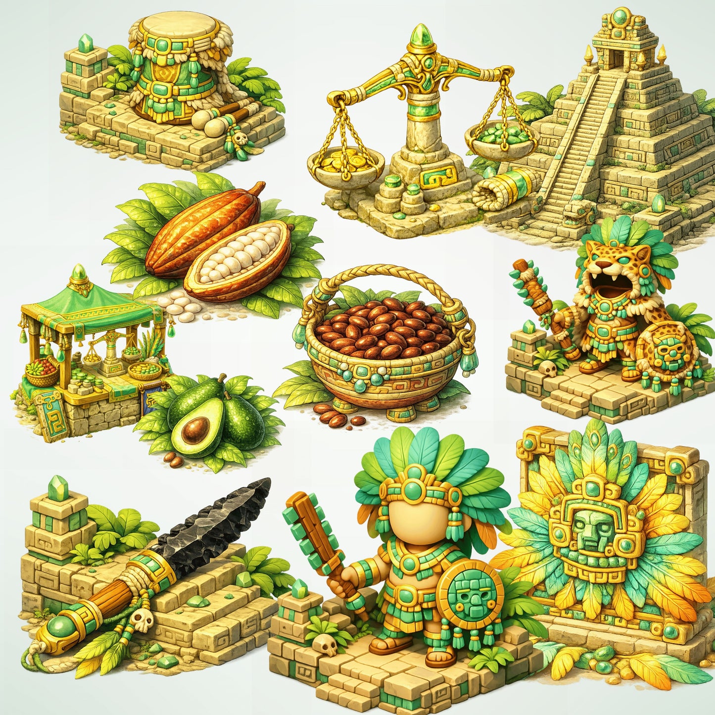 Maya Civilization 3D Clipart PNG Bundle – 55 Ancient Mayan History Graphics for Classroom & Homeschool