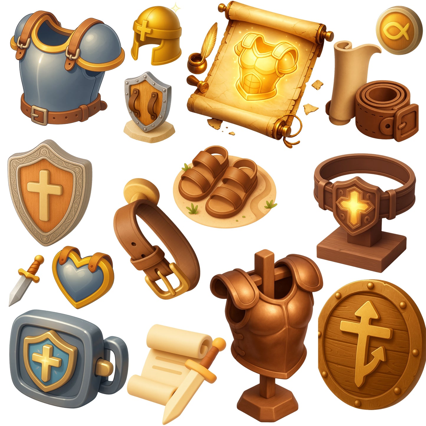 Armor of God Clipart PNG Bundle – 56 Christian Bible Armor Graphics (Ephesians 6 Digital Download)