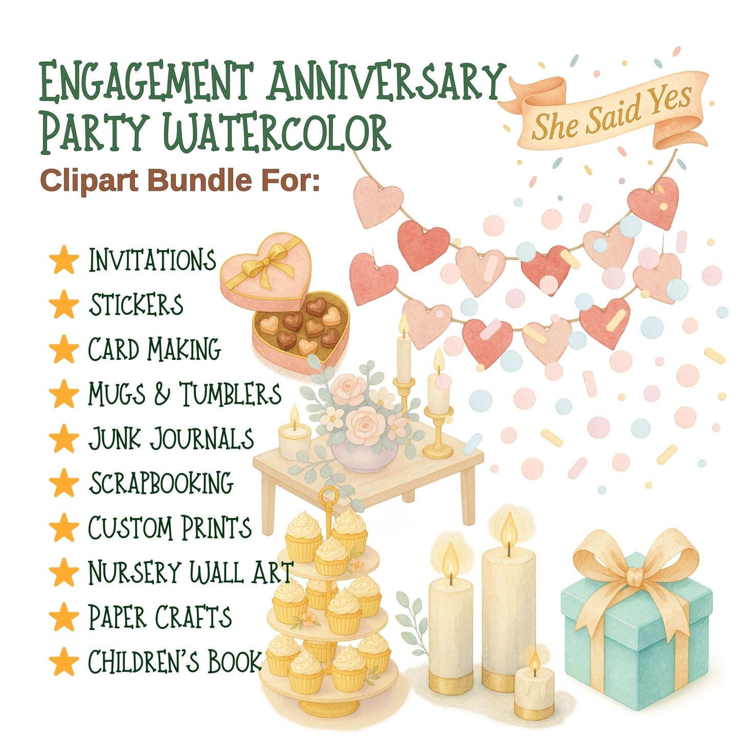 Engagement Anniversary Clipart Watercolor – Romantic Couple PNG | Wedding, Love & Celebration Art (54 Files)