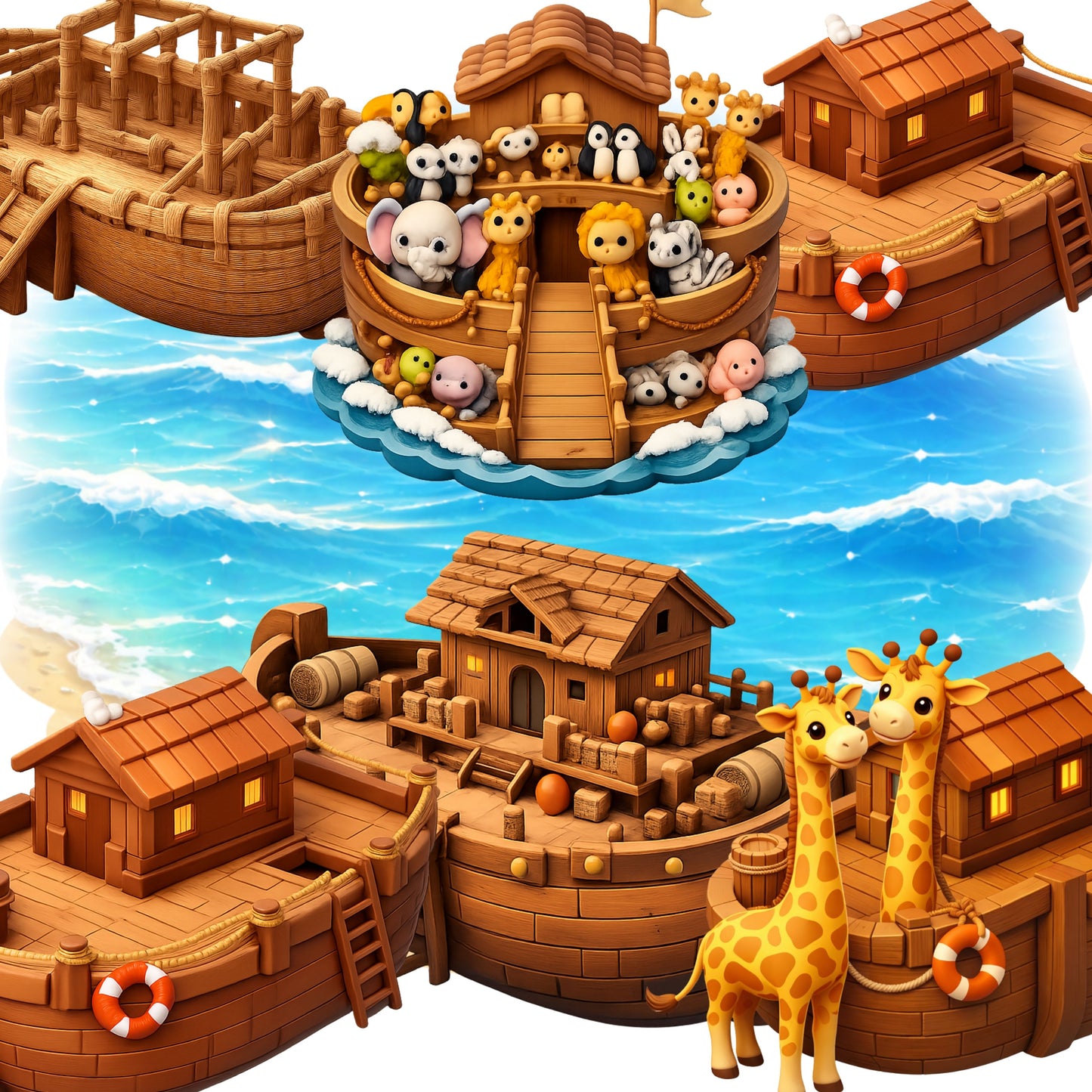 Noah’s Ark 3D Clipart – Bible Story Animal PNG Bundle for Kids (55 Files)