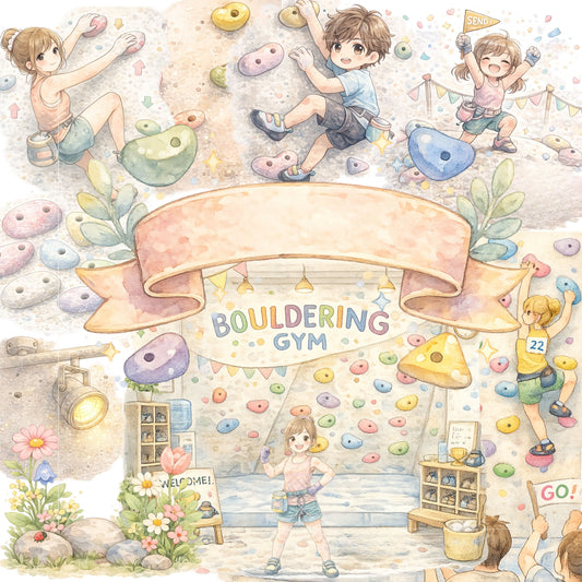 Bouldering Watercolor Clipart – 52 Kids Climbing PNGs – Pastel Rock Climbing Gym Sports Bundle