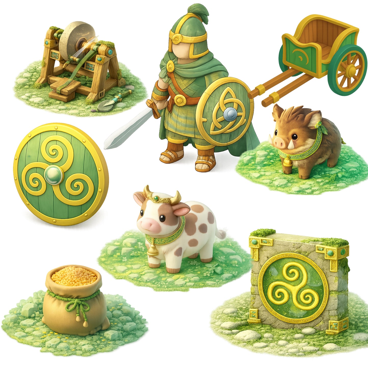 Celtic Civilization 3D Clipart PNG Bundle – 54 Ancient Europe History & Culture Graphics for Classroom