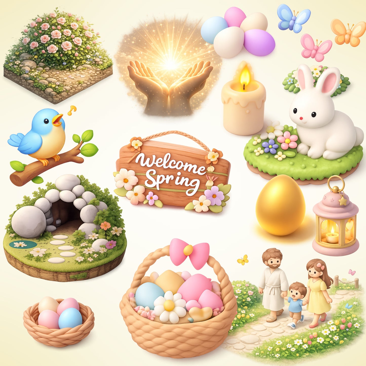 Easter 3D Clipart PNG Bundle – 75 Spring & Christian Graphics for Church, Classroom & Crafts