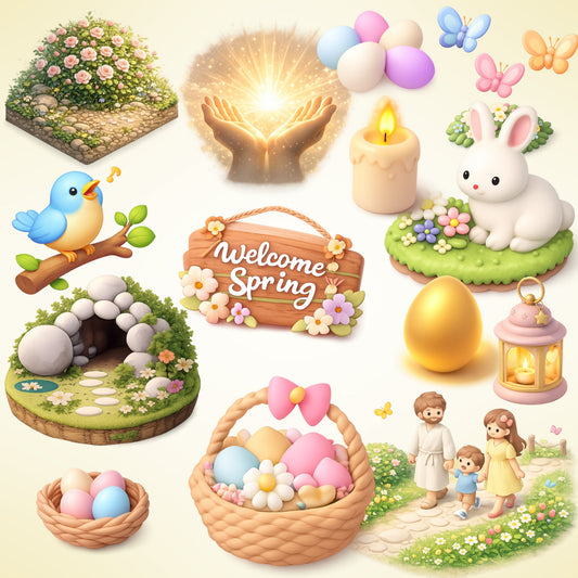 Easter 3D Clipart PNG Bundle – 75 Spring & Christian Graphics for Church, Classroom & Crafts