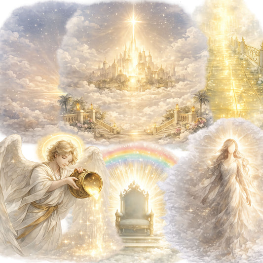 Revelation Clipart – 60 Angel & Heaven PNG Files – Christian Symbolic Watercolor Graphics