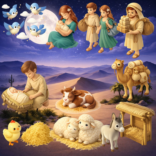 Nativity 3D Clipart Set – 50 Christmas Bible Story PNGs for Sunday School & Christian Crafts