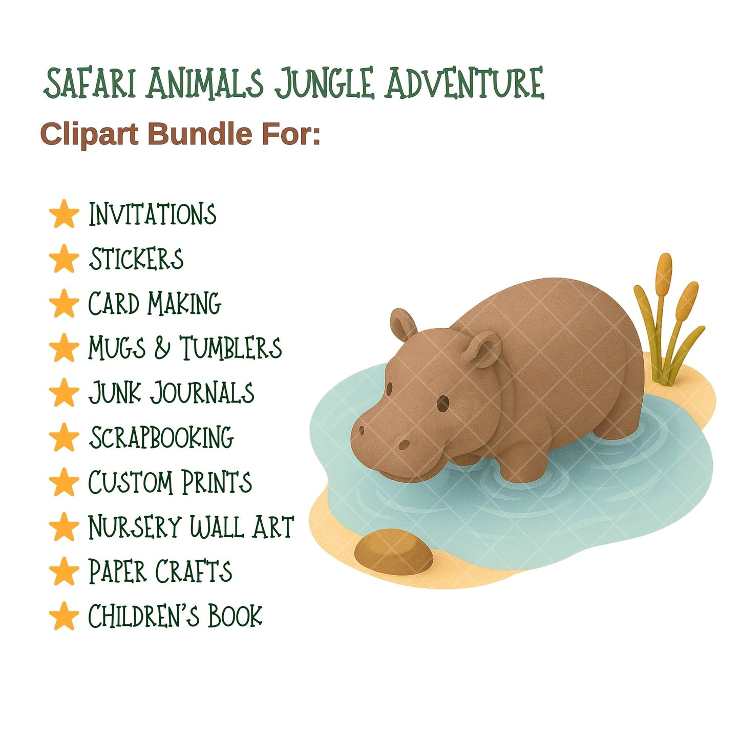 Safari Animals 3D Clipart PNG | Jungle Adventure Isometric Set | Safari Nursery Art | Kids Jungle Clipart | Commercial Use