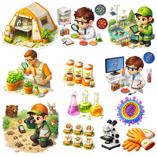 Biologist 3D Clipart Bundle – 49 Science PNG Files – STEM Classroom Decor, Lab Graphics & Nature Study Art