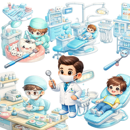Dentist 3D Clipart Bundle – Dental Tools & Kids Dentist PNG (49 Files) – Oral Health Graphics, Classroom & Dental Office Decor