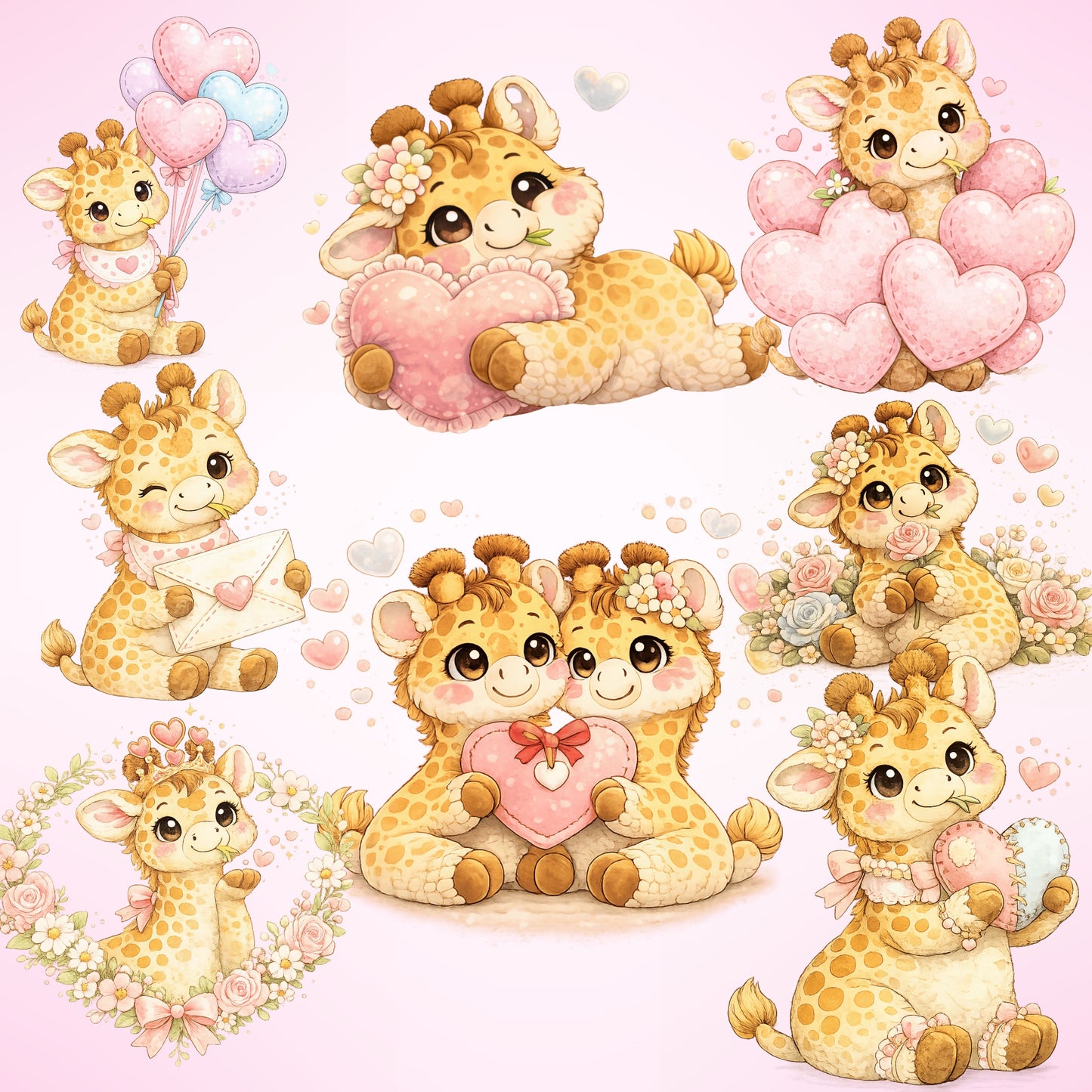 Valentine Giraffe Clipart – 54 Cute Love Giraffe PNG Files – Romantic Animal Graphics for Cards & Crafts