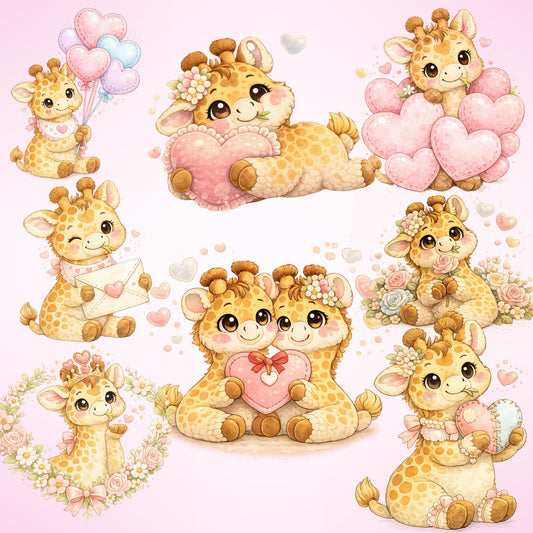 Valentine Giraffe Clipart – 54 Cute Love Giraffe PNG Files – Romantic Animal Graphics for Cards & Crafts