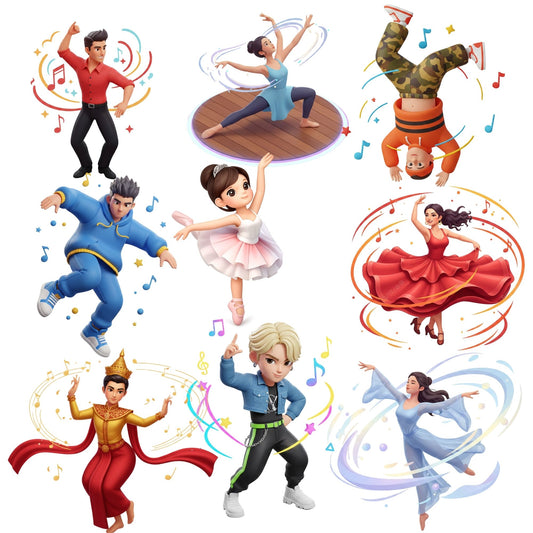 Dancer 3D Clipart Bundle – 50 Dance PNG Files – Ballet, Hip Hop, Salsa & Modern Dance Graphics