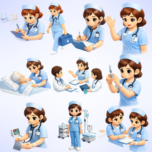 Nurse 3D Clipart Bundle – Medical Staff & Healthcare Scenes PNG, Nurse Characters, Hospital Tools, Appreciation & Education Art, 55 PNG