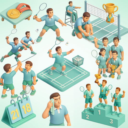 Badminton 3D Clipart Bundle – Match Moments PNG, Players, Rackets, Court Scenes & Trophies for Sports Graphics, 53 PNG
