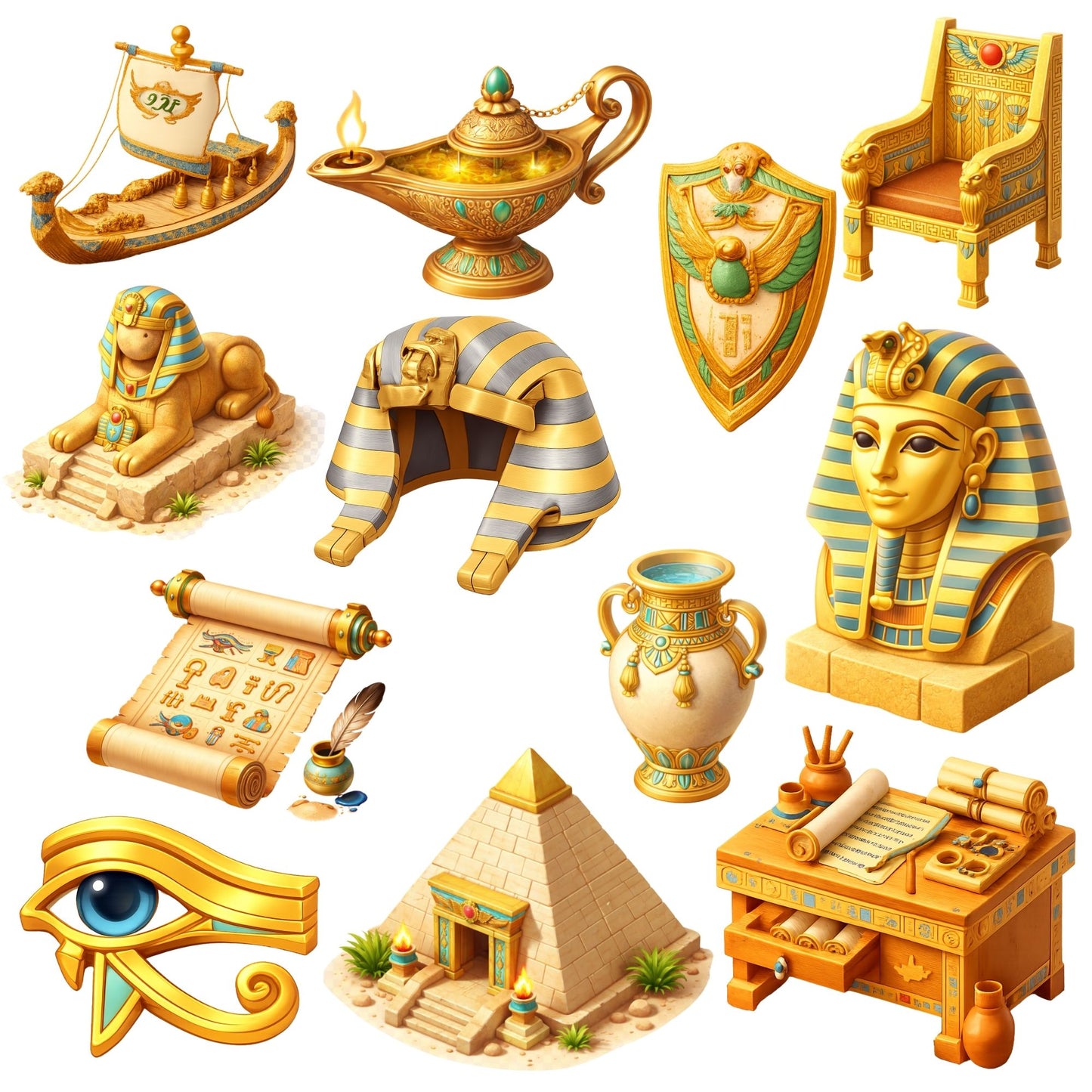 Ancient Egypt Clipart – 55 Egyptian 3D PNG Files – Exodus Bible Lesson & History Classroom Graphics