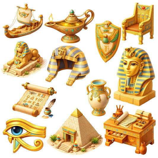 Ancient Egypt Clipart – 55 Egyptian 3D PNG Files – Exodus Bible Lesson & History Classroom Graphics