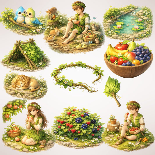 Adam and Eve 3D Clipart Set – 60 Garden of Eden Bible Story PNGs for Sunday School & Christian Crafts