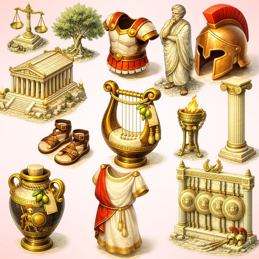 Ancient Greece 3D Clipart PNG Bundle – 55 Greek Mythology & History Graphics for Classroom Projects