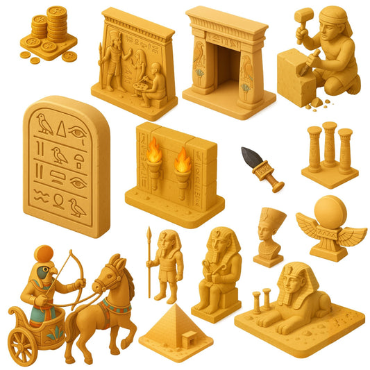 Ancient Egypt 3D Clipart Bundle – Pharaohs, Pyramids & Gods PNG, History Classroom Graphics for Teaching, Crafts & Projects, 64 PNG