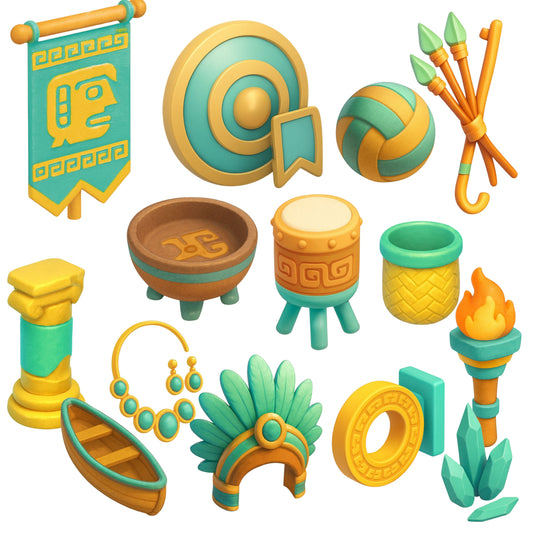 Aztec Civilization 3D Clipart – 55 PNG Ancient Culture Illustrations for History Projects & Education