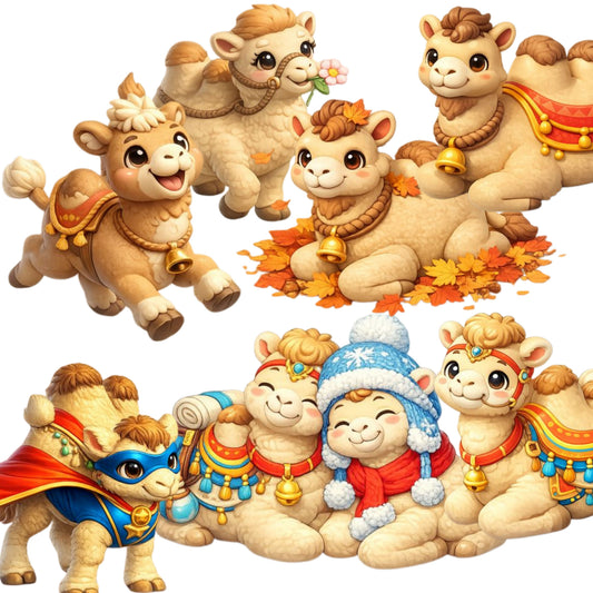 Camel Clipart Bundle – 3D Isometric PNGs (43 Files) – Cute Desert Camel Graphics, Kids & Safari Design