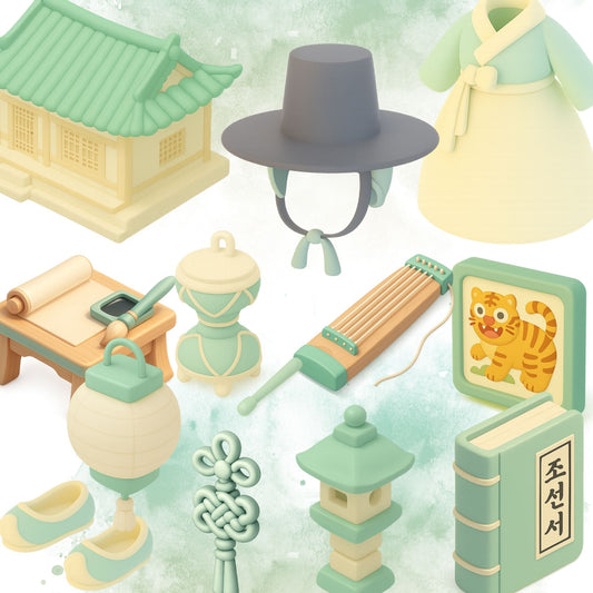 Ancient Korea Joseon 3D Clipart – Korean History & Culture PNG Set (56 Files)