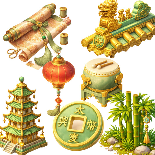 Ancient China Clipart – 55 Chinese History PNG Files – Pagoda, Dragon & Cultural Graphics