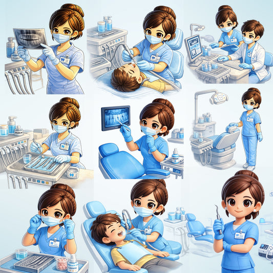Dental Hygienist 3D Clipart PNG Bundle – 55 Dentist Office & Oral Care Graphics for Education & Marketing