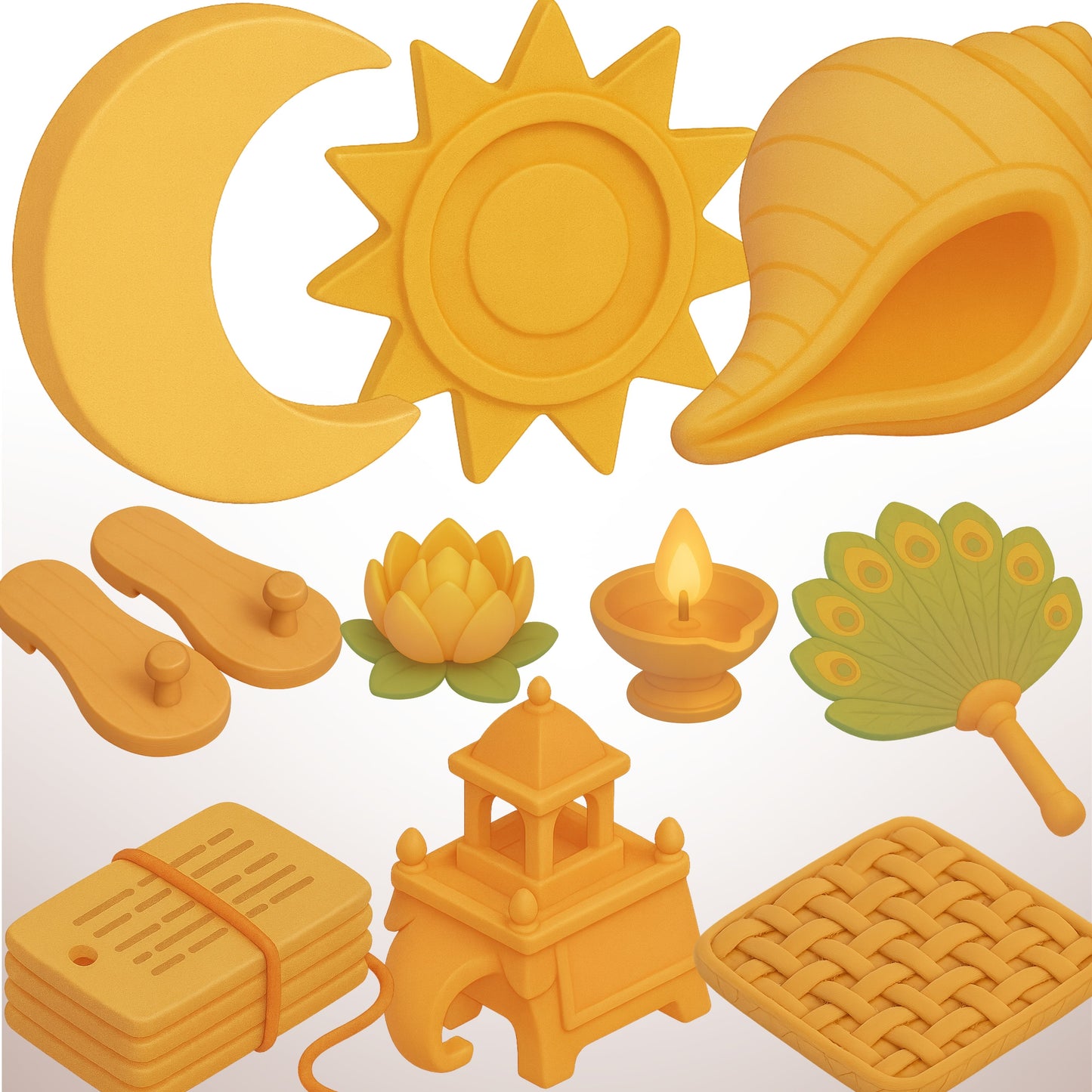 Ancient Indian Clipart Bundle – 3D Cultural PNG, Indian Heritage & Festival Graphics, Yoga & History Art, 55 PNG
