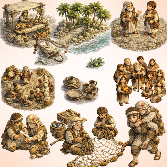 New Testament 3D Clipart Set – 65 Bible Story PNGs of Jesus, Miracles & Disciples for Teaching