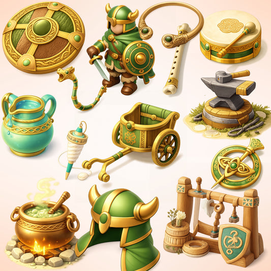 Celtic Civilization 3D Clipart – 56 PNG Files | Ancient Celts, Mythology, Warriors, Symbols & History Projects