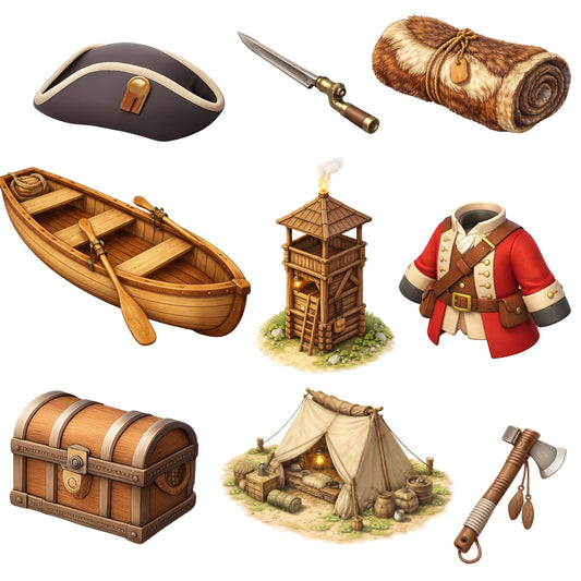 French and Indian War Clipart – 56 Colonial America PNG Files – Redcoat Soldiers, Forts & History Classroom Graphics