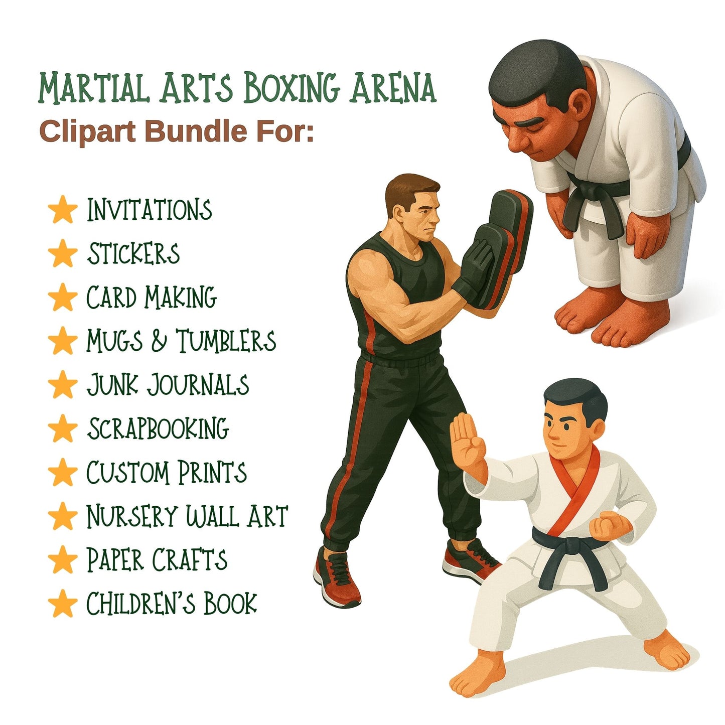 Martial Arts Boxing 3D Clipart PNG | MMA Karate Isometric Illustrations | Gym Sports Clipart | Training Graphics | Commercial Use