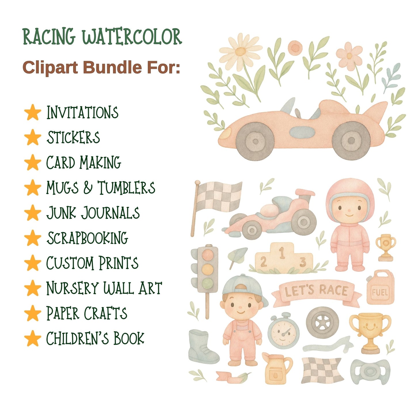 Pastel Easter Bunny Clipart PNG – Kawaii Rabbits, Chicks & Spring Elements (50 PNG)