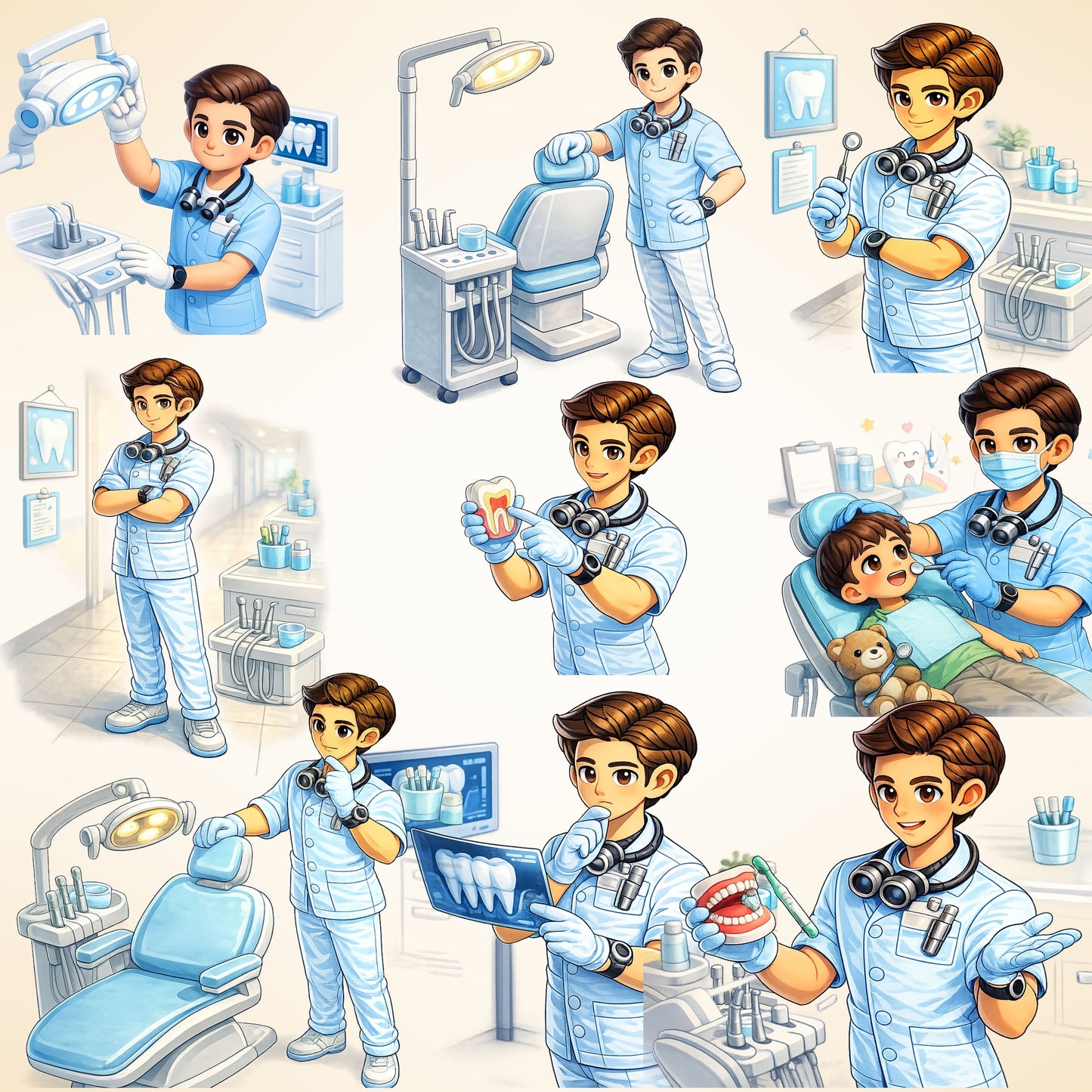 Dentist 3D Clipart PNG Bundle – 56 Isometric Tooth Care & Dental Office Graphics for Kids Education