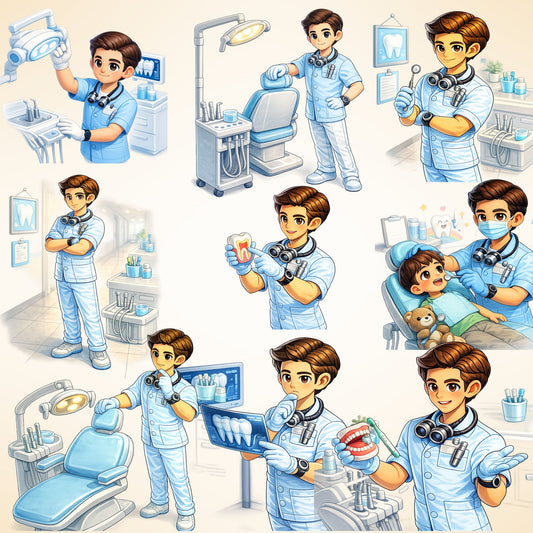 Dentist 3D Clipart PNG Bundle – 56 Isometric Tooth Care & Dental Office Graphics for Kids Education